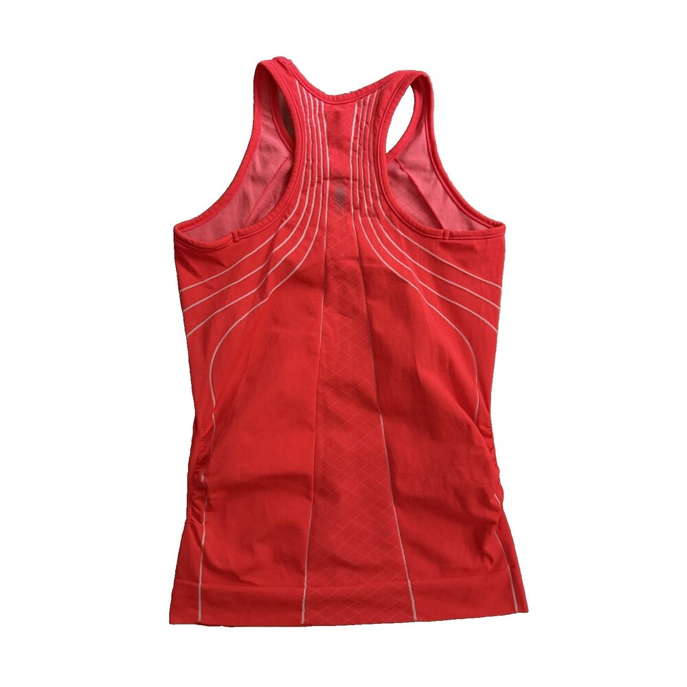 Athleta Size M Ruched Sides Racerback Tank Red Fitted Activewear Top